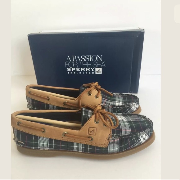 Sperry Top Sider Boat Shoes A/O Eye Tartan Plaid - Picture 2 of 6